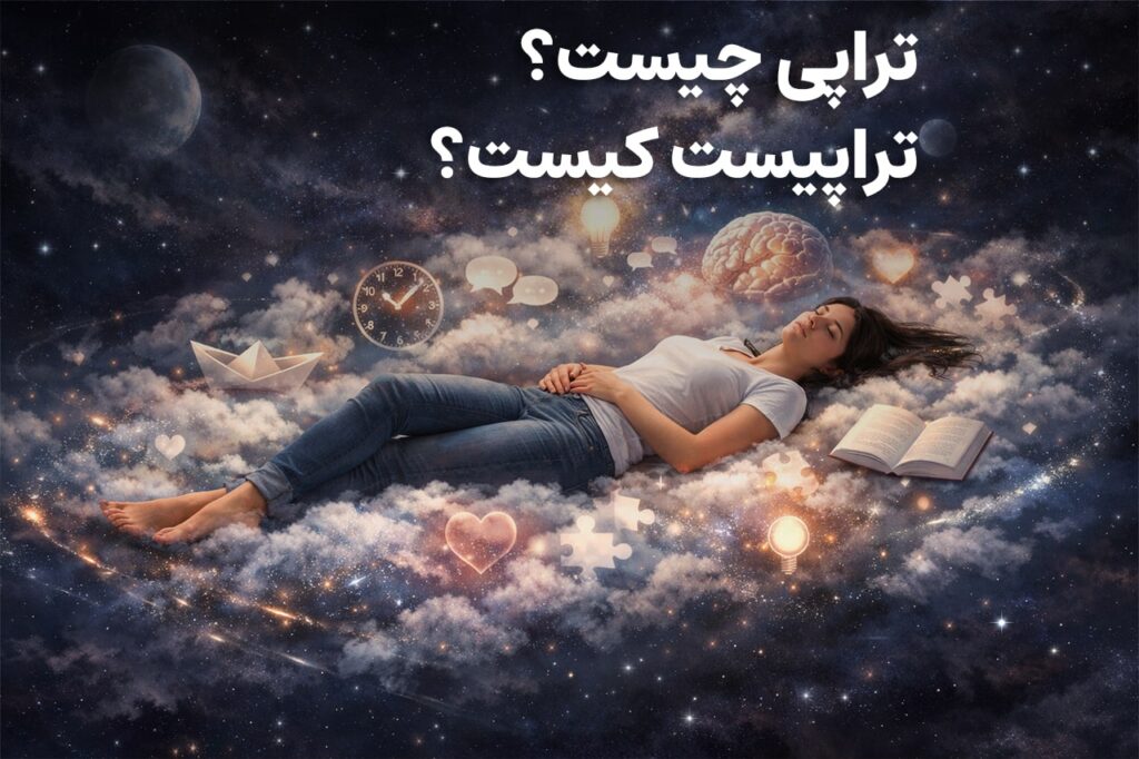 تراپی چیست؟ تراپیست چه کاری انجام می‌دهد؟ - دختری سردرگم در میانه افکار، اضطراب‌ها و نگرانی‌های خود